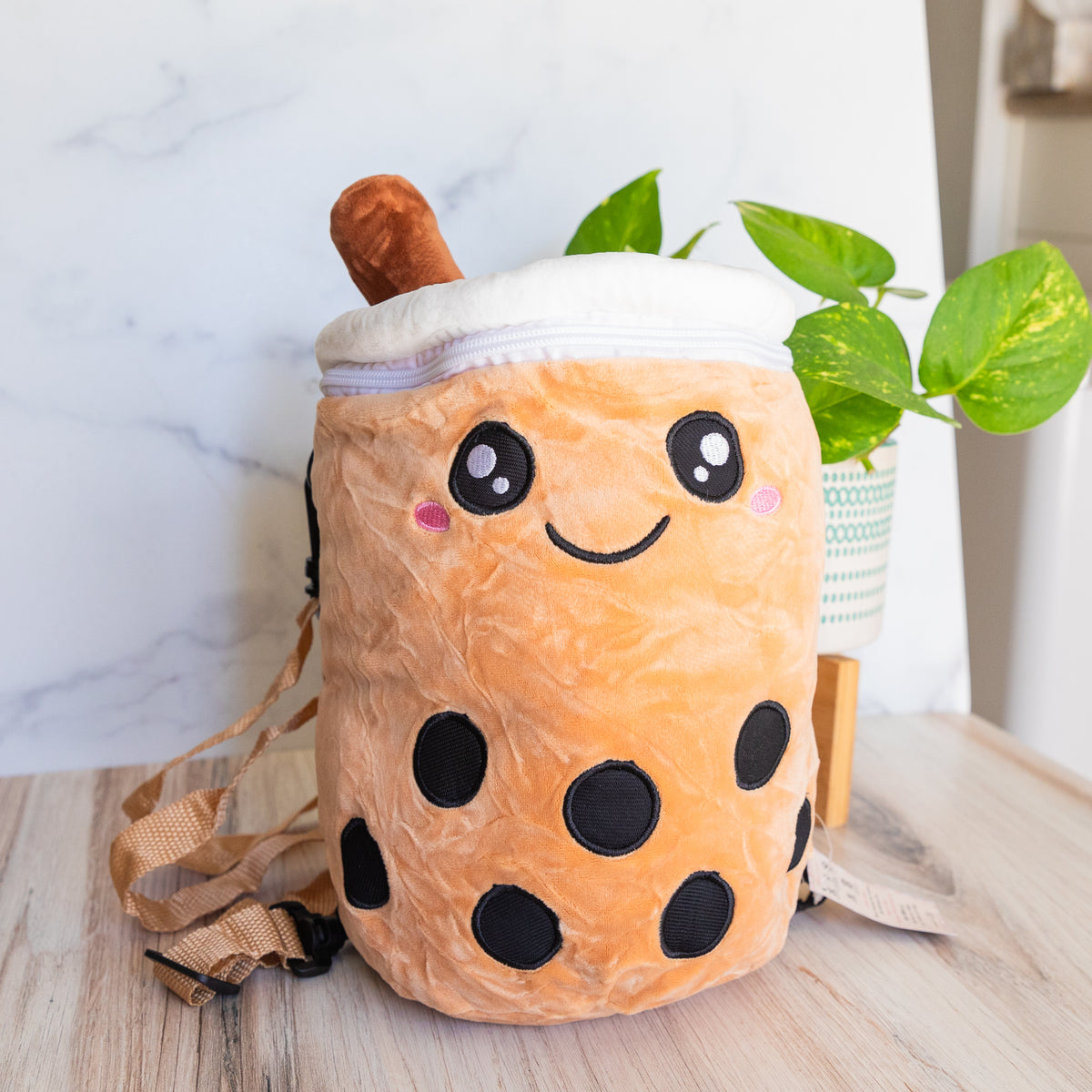 Boba Tribe Mini Backpack Beige Kawaii Milk Tea Convertible Crossbody Bag Boba Tea Claire main image 3
