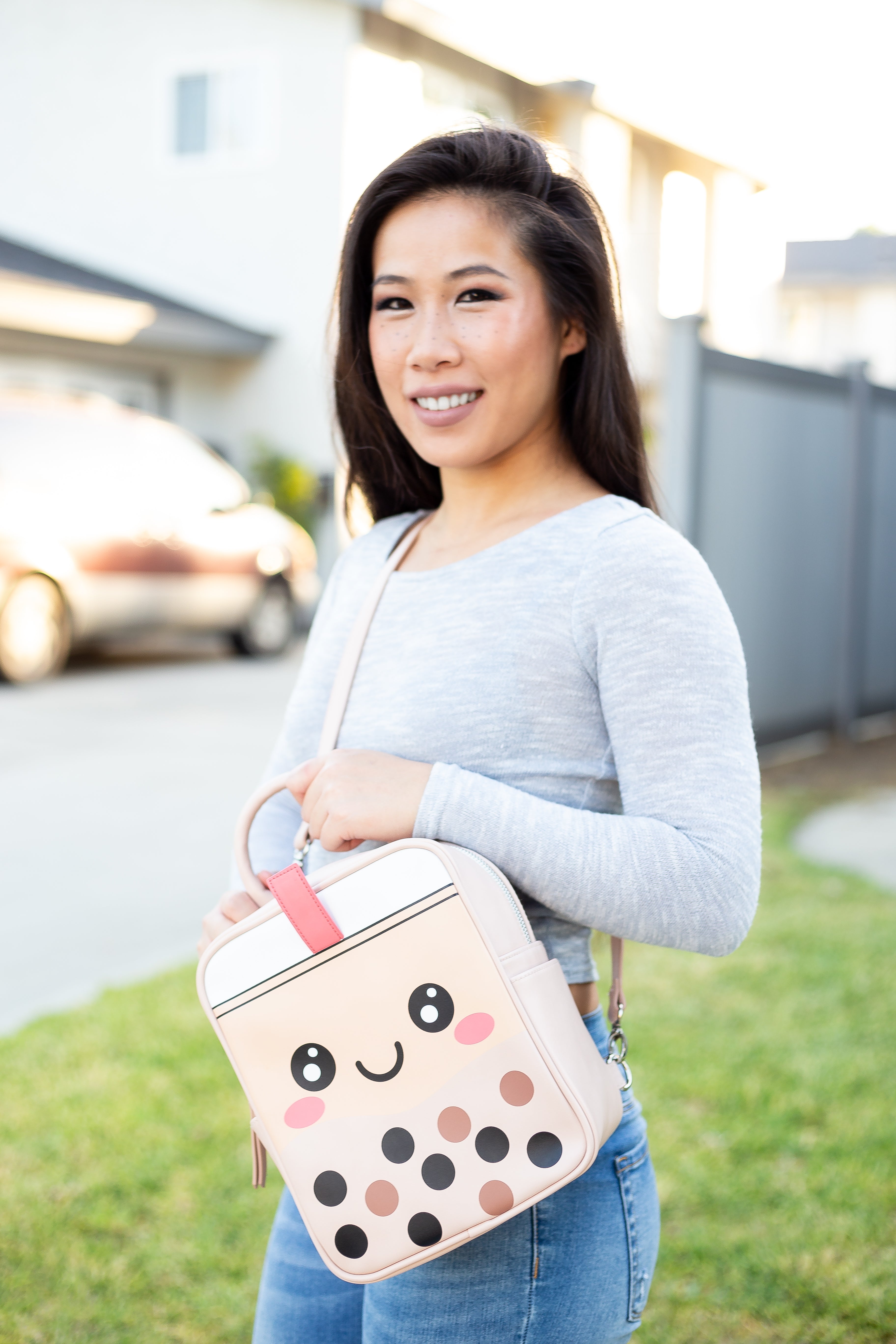 Cute Boba Backpack / Messenger Bag / Crossbody Bag