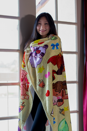 Fleece Cute Boba 12 Chinese Zodiac Throw Blanket, 60x50"